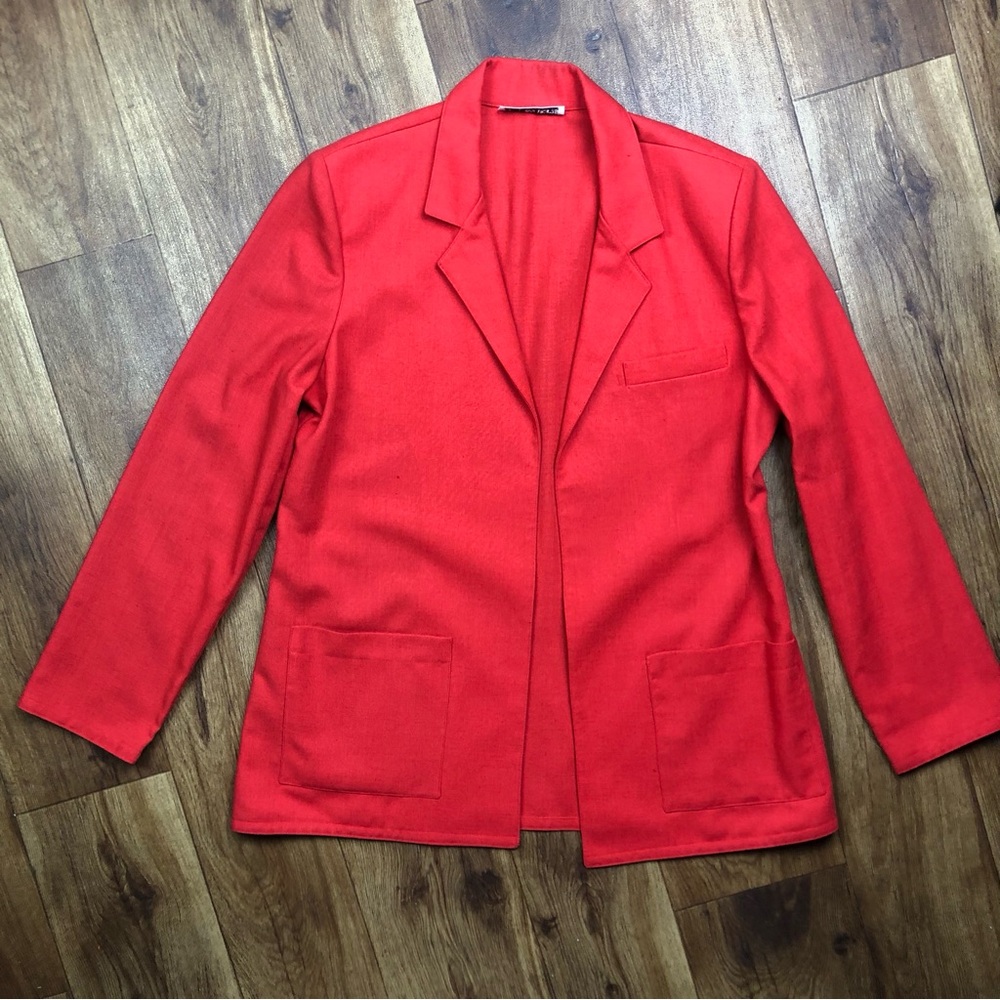 Vintage Lloyd Williams Women Sz L Red Blazer Coat